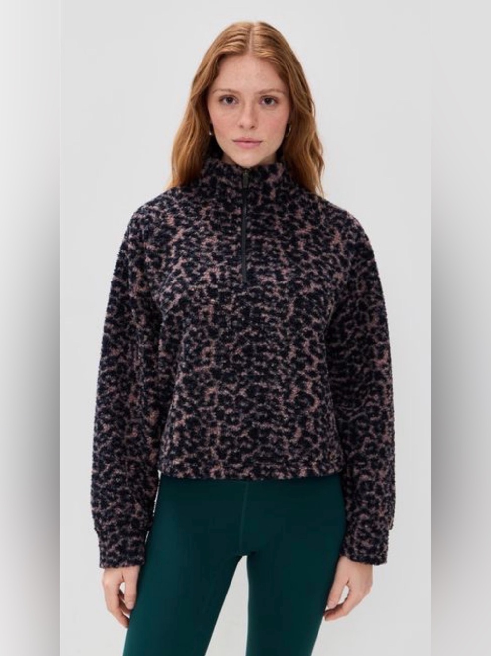 Year of Ours x Barry’s womens cropped fleece Cozy Half-Zip Lucia Jacket NEW!